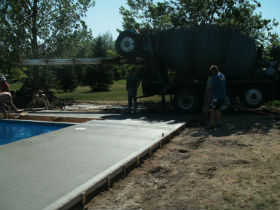The crew pouring a swimming pool in Mitchell, SD